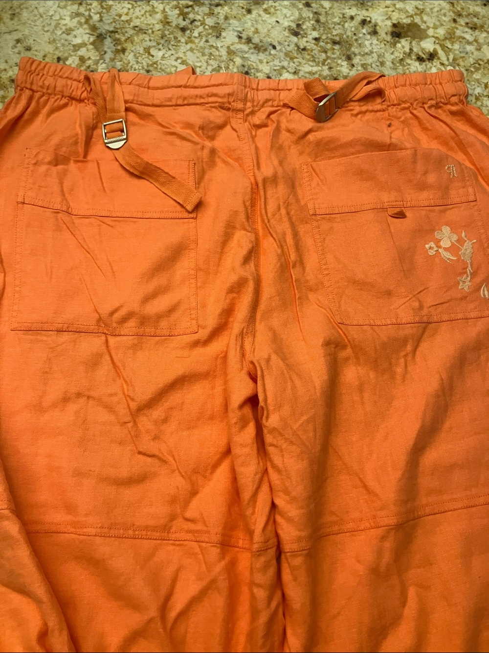 Anthropologie Pilcro orange linen wide leg elastic waist pants - Picture 5 of 6
